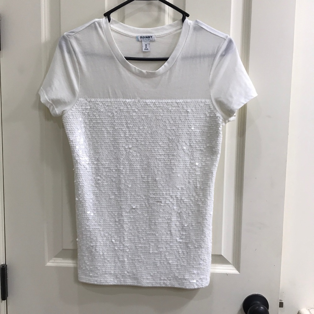 White sequined shirt